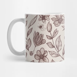 Floral Pattern Hand Drawn Sketch: Floral Sketchbook Elegance Mug